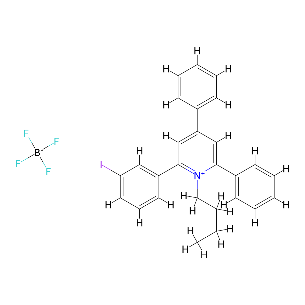 1-Butyl-2-(3-iodophenyl)-4,6-diphenylpyridin-1-ium; tetrafluoroborate molecular structure, CAS 455940-57-5
