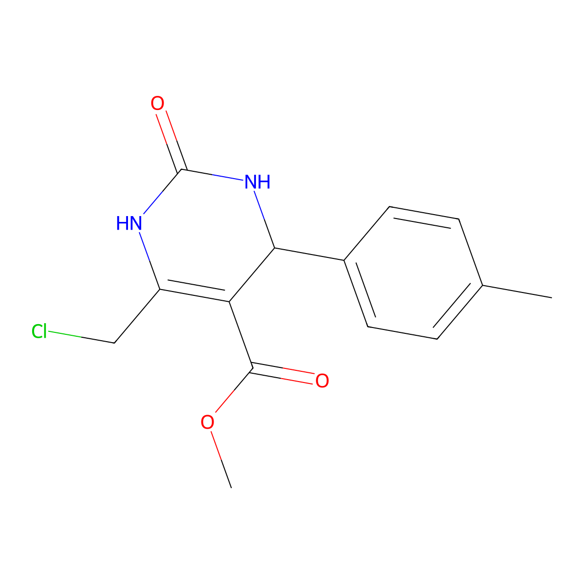 Methyl 6-(chloromethyl)-4-(4-methylphenyl)-2-oxo-1,2,3,4-tetrahydropyrimidine-5-carboxylate molecular structure, CAS 455949-51-6