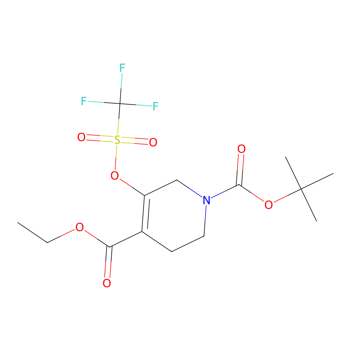 1-Tert-butyl 4-ethyl 5-(trifluoromethanesulfonyloxy)-1,2,3,6-tetrahydropyridine-1,4-dicarboxylate molecular structure, CAS 455954-80-0