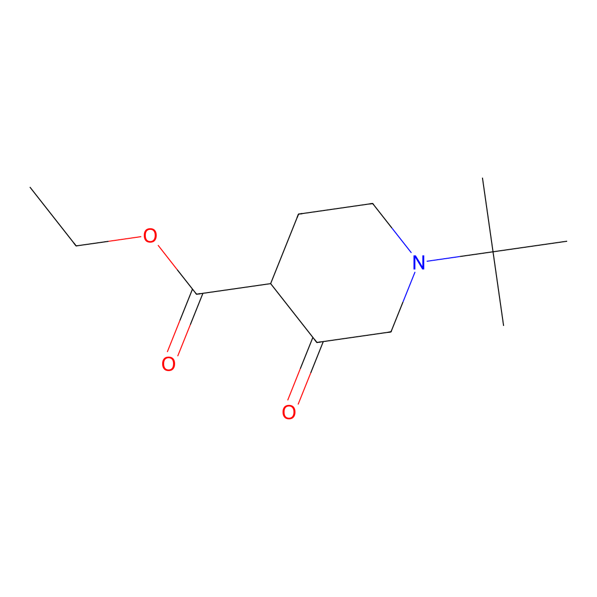 1-tert-Butyl-3-oxo-piperidine-4-carboxylic acid ethyl ester molecular structure, CAS 455954-99-1