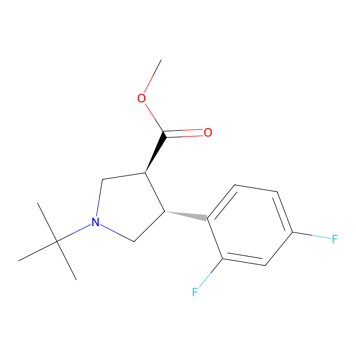 Methyl (3S,4R)-1-tert-butyl-4-(2,4-difluorophenyl)pyrrolidine-3-carboxylate molecular structure, CAS 455957-73-0
