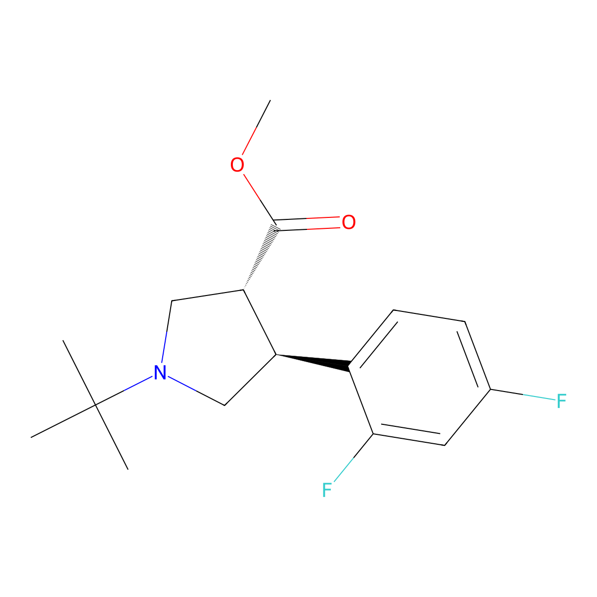 trans-Methyl 1-tert-butyl-4-(2,4-difluorophenyl)pyrrolidine-3-carboxylate molecular structure, CAS 455957-74-1