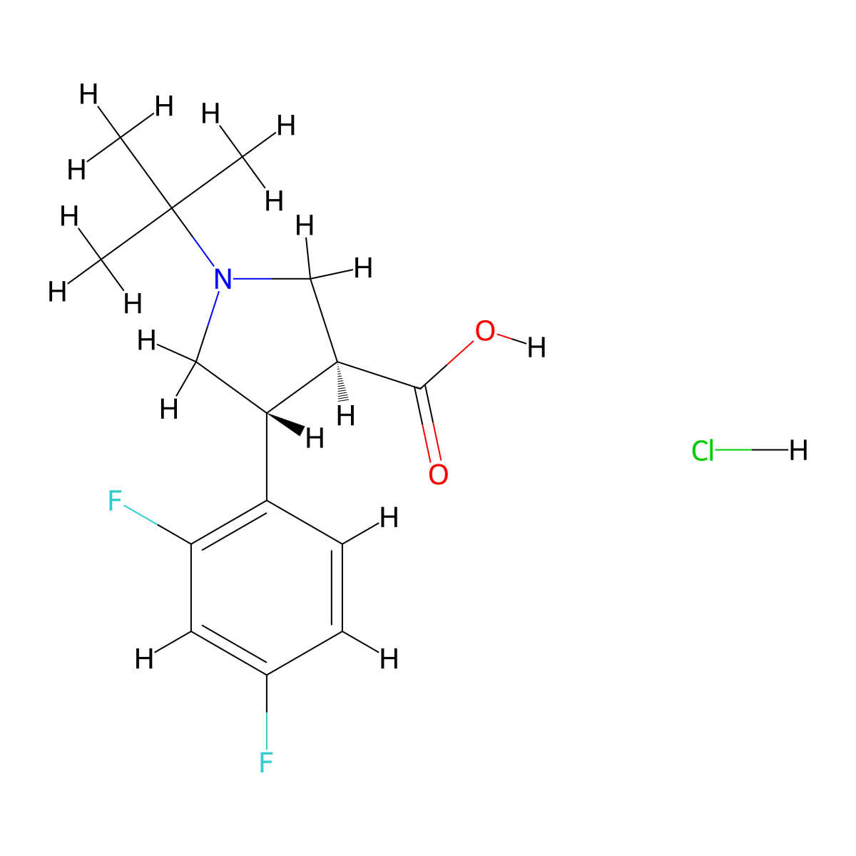 (3S,4R)-1-tert-butyl-4-(2,4-difluorophenyl)pyrrolidine-3-carboxylic acid hydrochloride molecular structure, CAS 455957-75-2