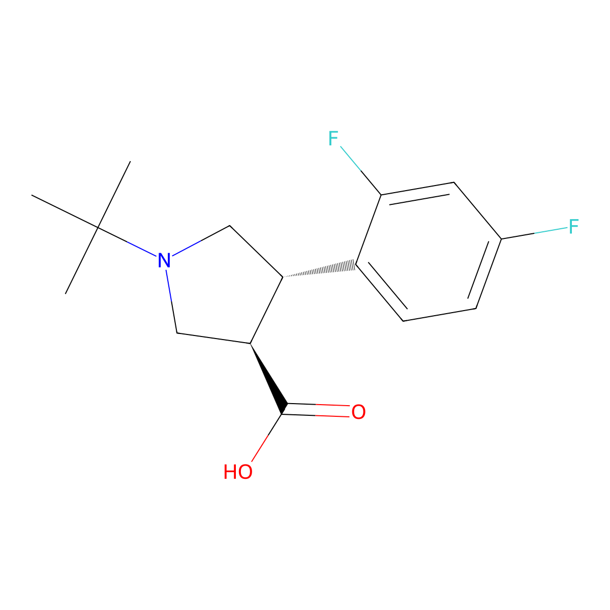 (3r,4s)-1-Tert-butyl-4-(2,4-difluorophenyl)pyrrolidine-3-carboxylic acid molecular structure, CAS 455957-95-6