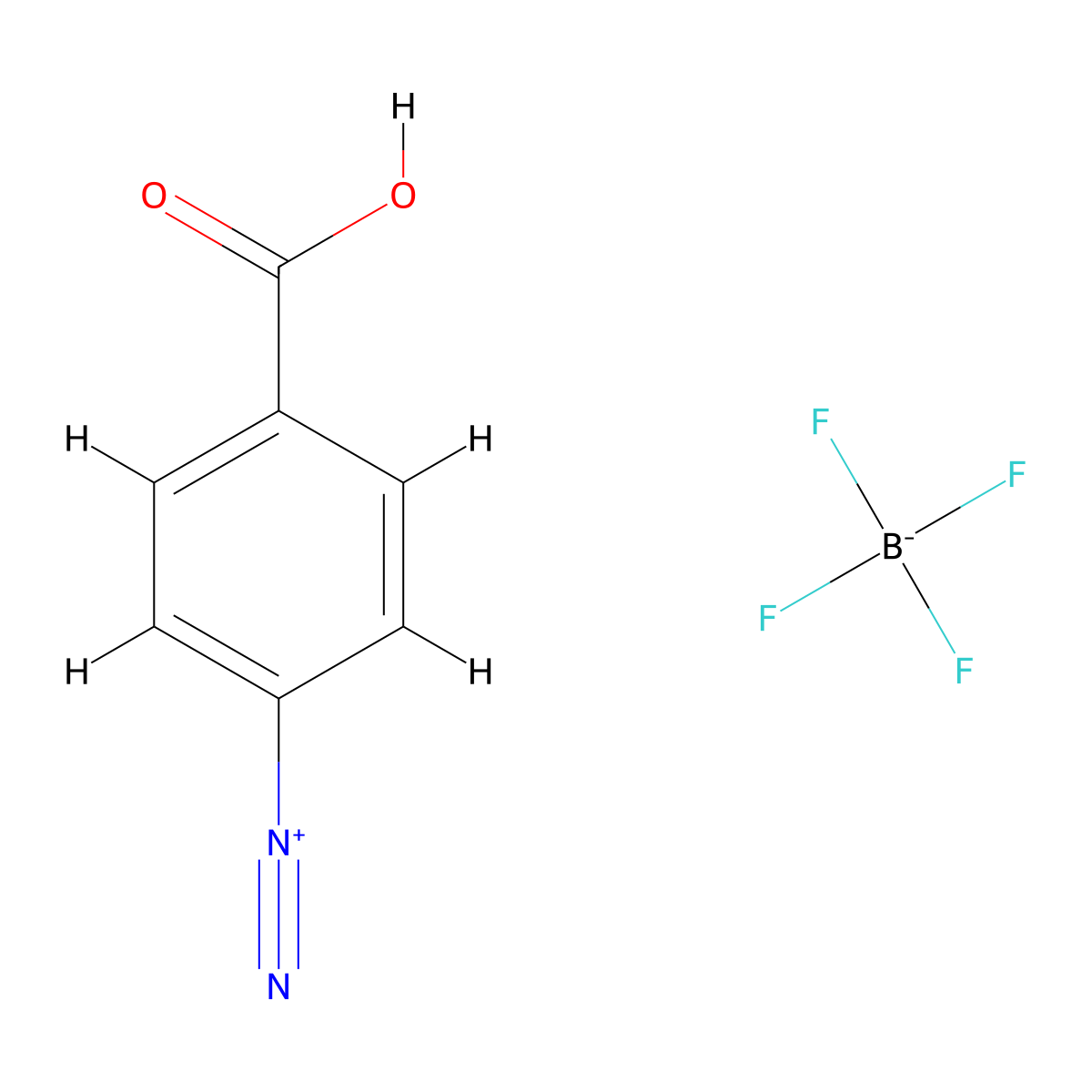 4-Carboxybenzediazonium tetrafluoroborate molecular structure, CAS 456-25-7