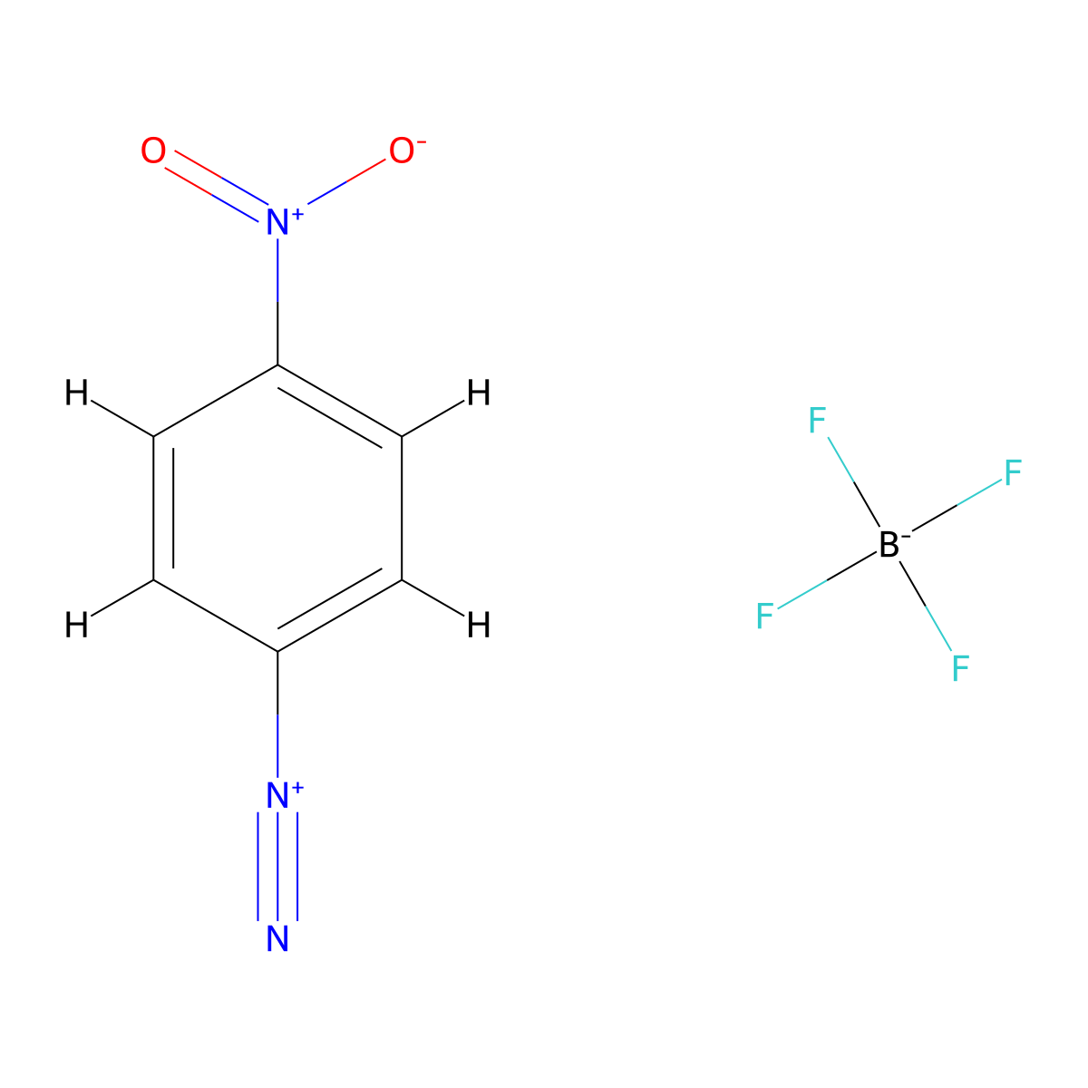 4-Nitrobenzenediazonium tetrafluoroborate molecular structure, CAS 456-27-9