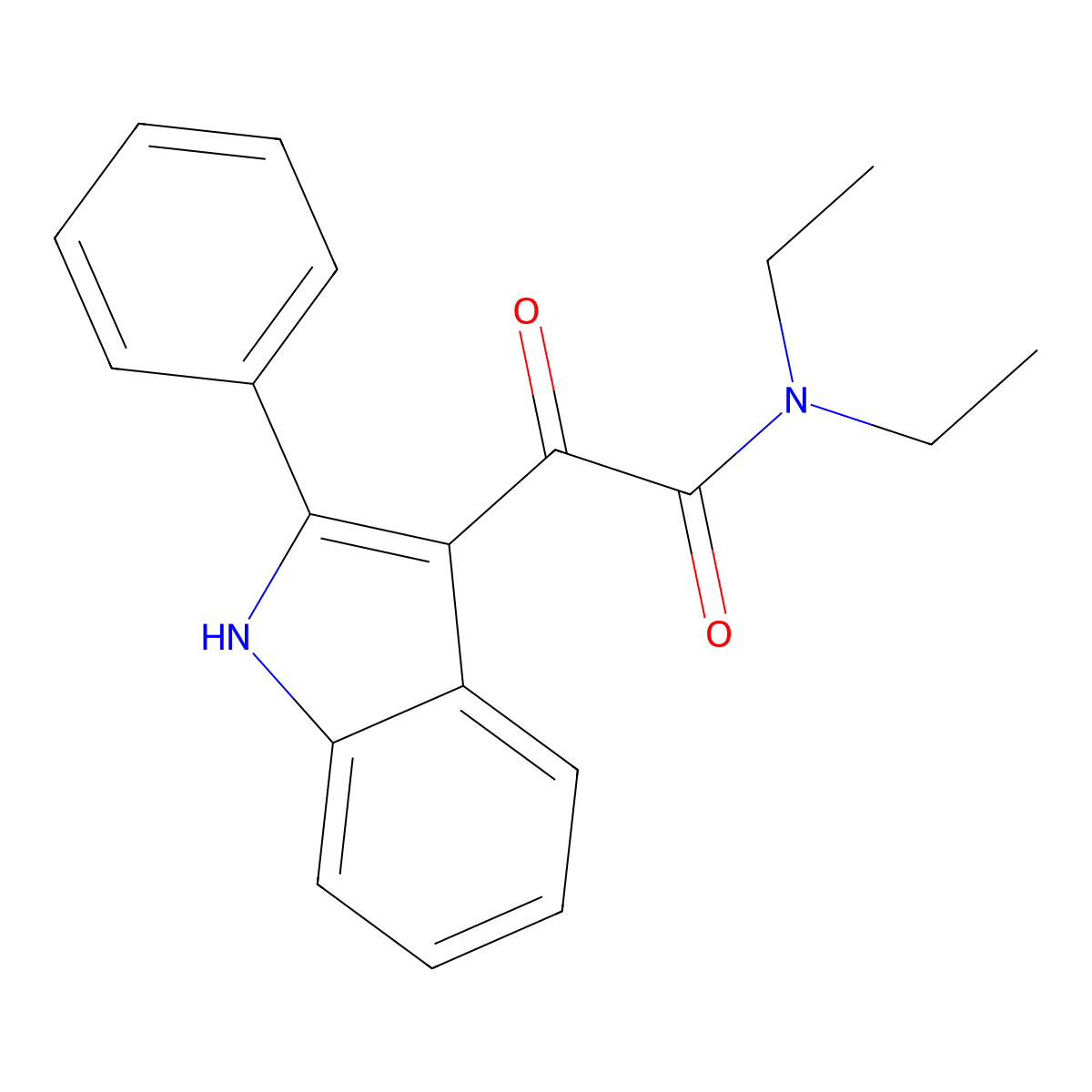 N,N-diethyl-2-oxo-2-(2-phenyl-1H-indol-3-yl)acetamide molecular structure, CAS 4560-19-4