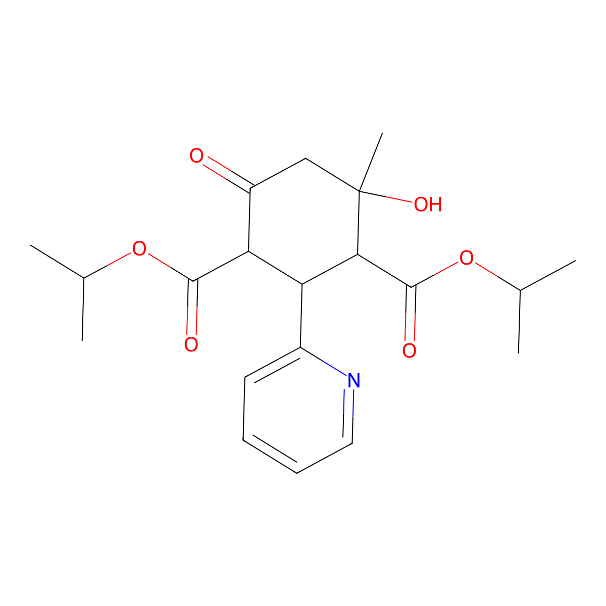 Dipropan-2-yl 4-hydroxy-4-methyl-6-oxo-2-(pyridin-2-yl)cyclohexane-1,3-dicarboxylate molecular structure, CAS 4564-35-6