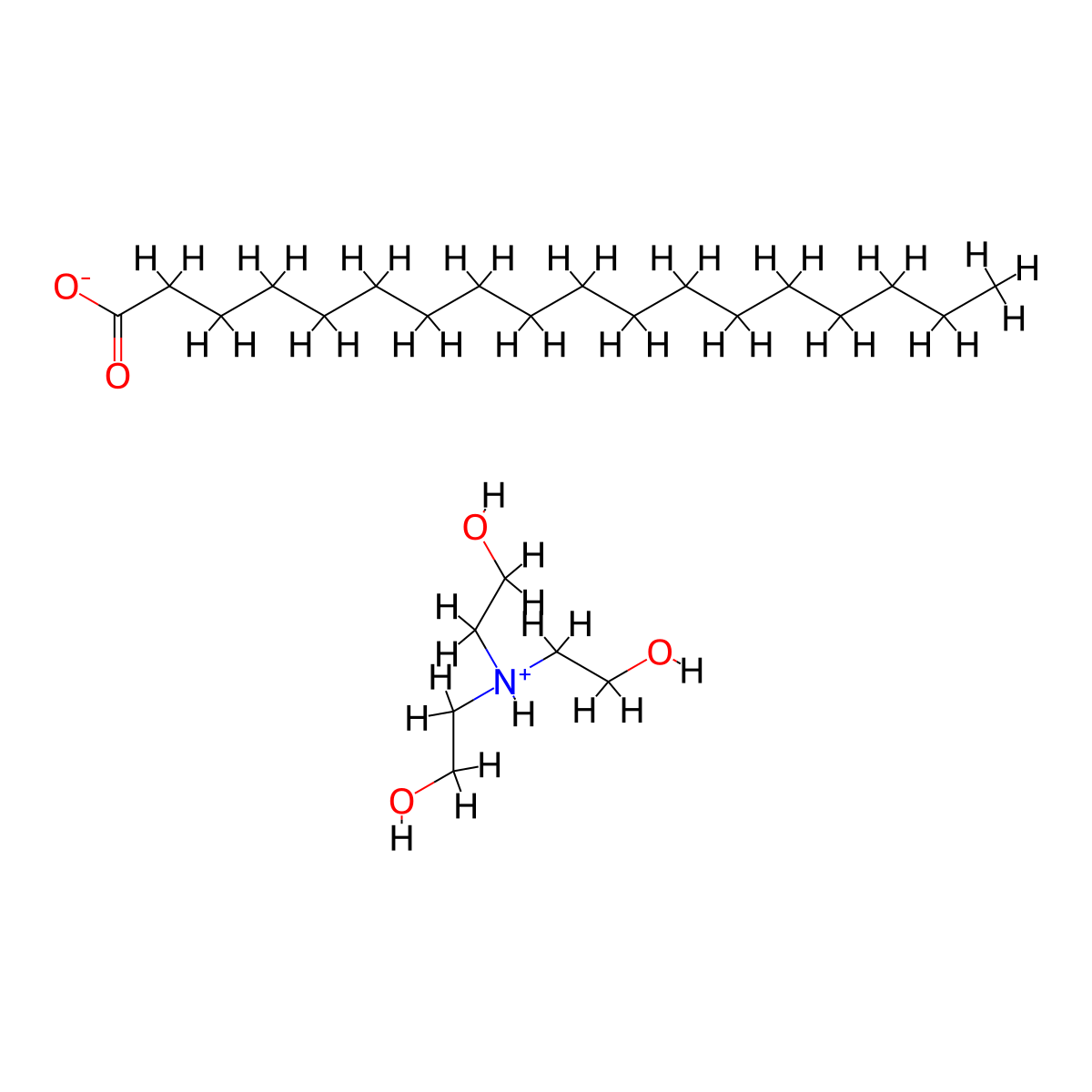 Triethanolamine stearate molecular structure, CAS 4568-28-9