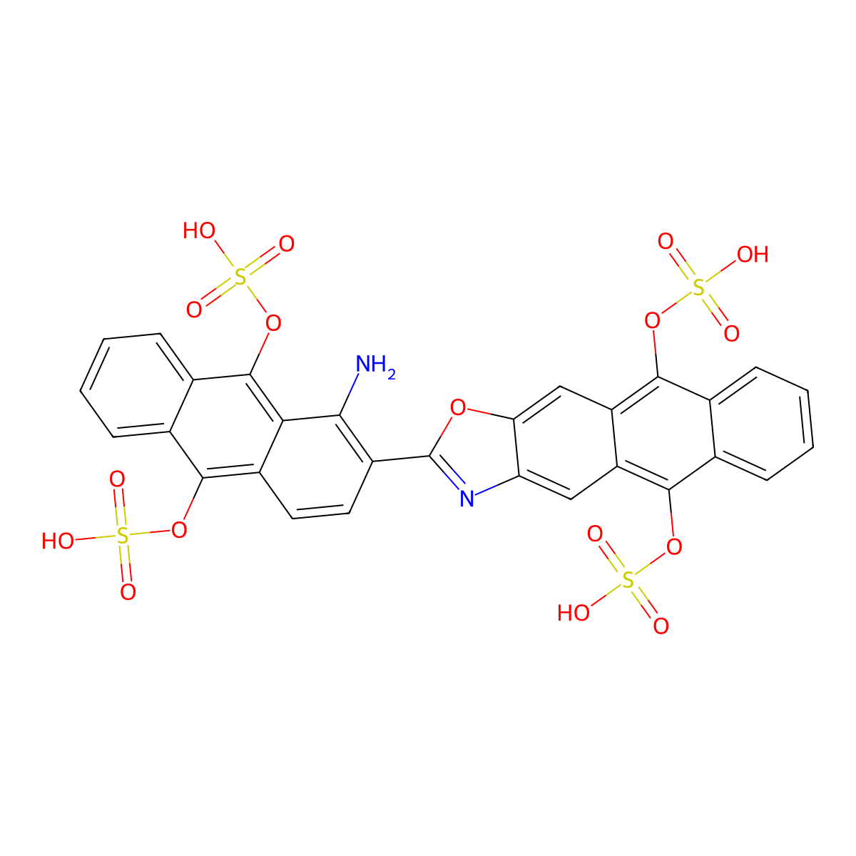 2-(1-Amino-9,10-bis(sulphooxy)-2-anthryl)anthra(2,3-d)oxazole-5,10-diyl bis(hydrogen sulphate) molecular structure, CAS 4568-45-0