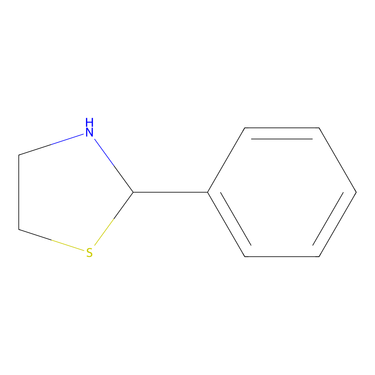 2-Phenylthiazolidine molecular structure, CAS 4569-82-8