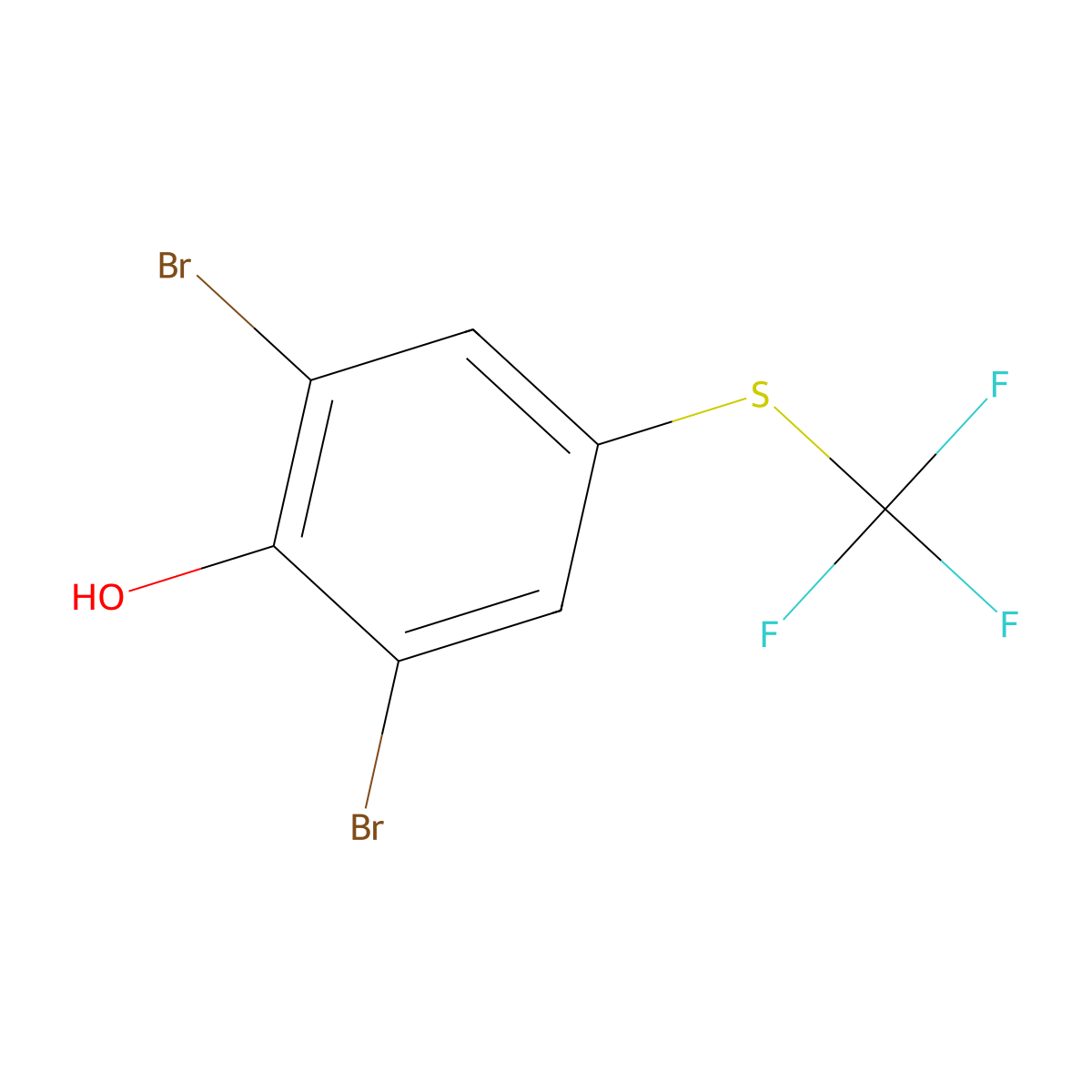 2,6-Dibromo-4-((trifluoromethyl)thio)phenol molecular structure, CAS 457-25-0
