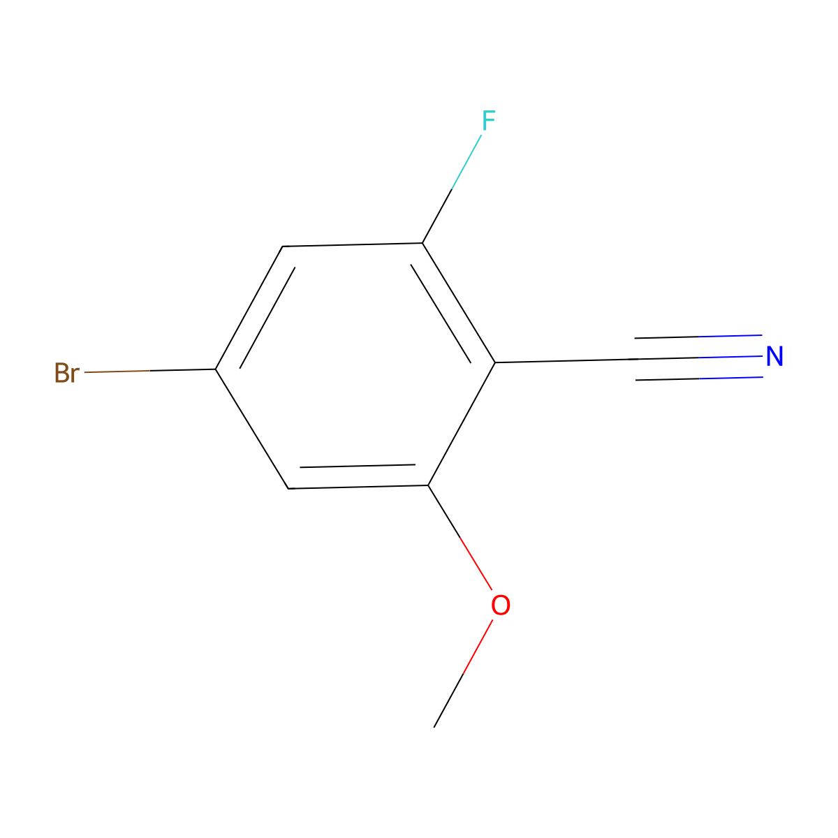 4-Bromo-2-fluoro-6-methoxybenzonitrile molecular structure, CAS 457051-15-9
