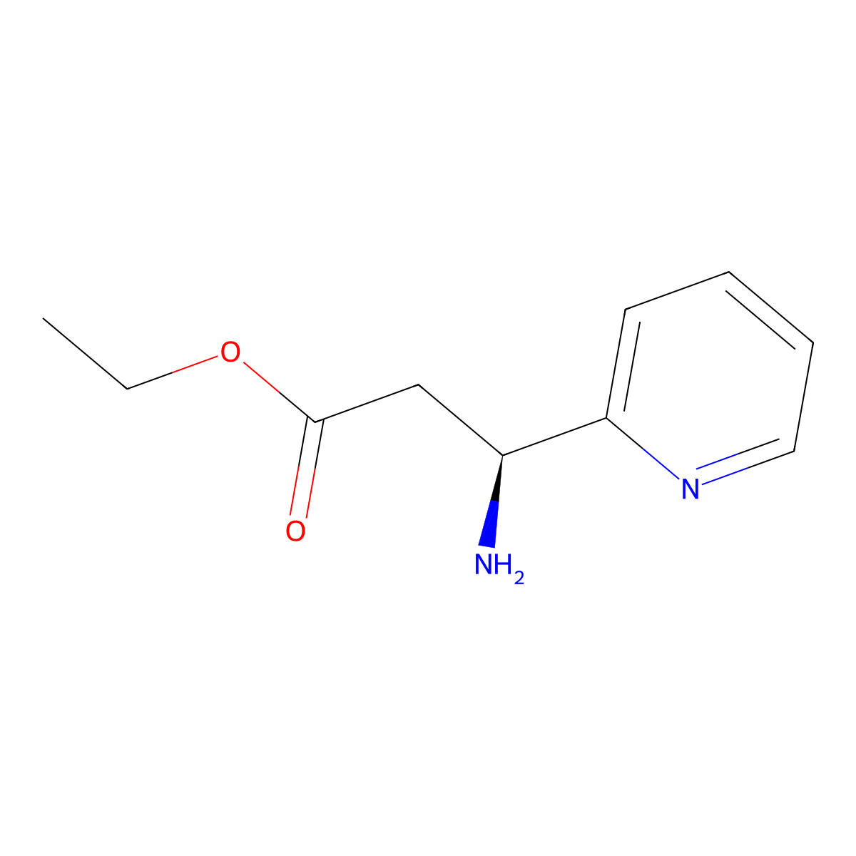 ethyl (3S)-3-amino-3-(pyridin-2-yl)propanoate molecular structure, CAS 457059-39-1