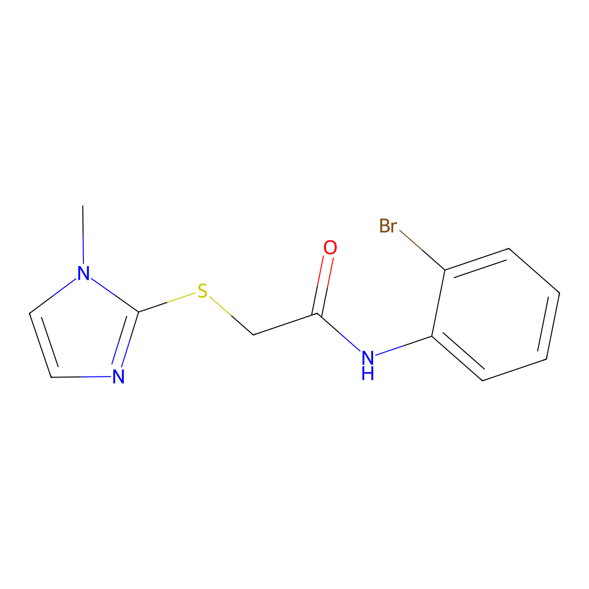 N-(2-bromophenyl)-2-[(1-methyl-1H-imidazol-2-yl)sulfanyl]acetamide molecular structure, CAS 457078-71-6
