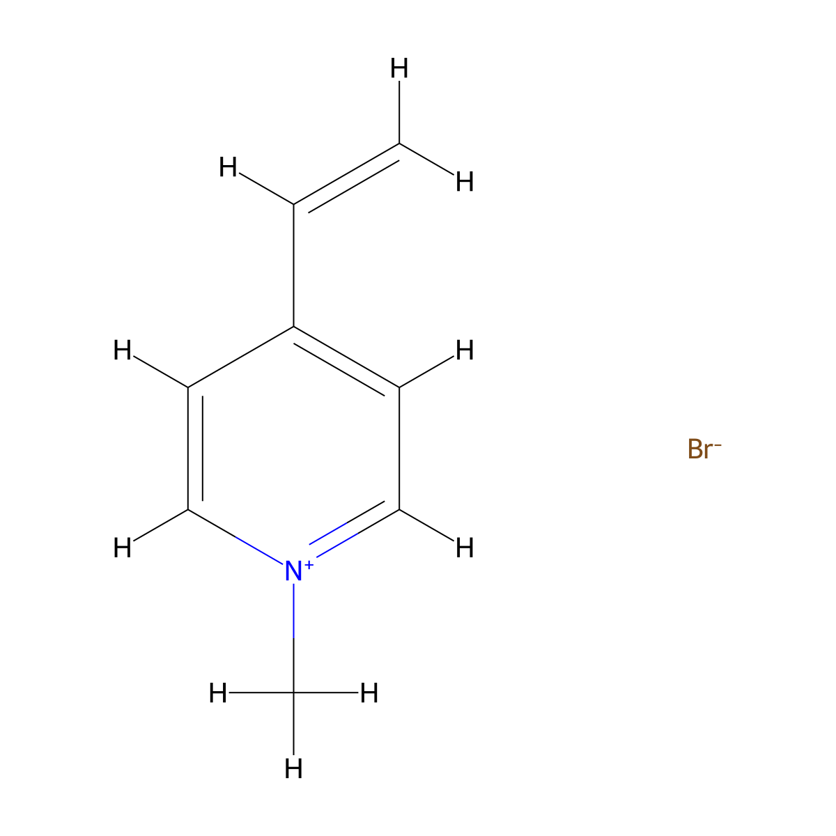 4-Ethenyl-1-methylpyridin-1-ium bromide molecular structure, CAS 45708-76-7