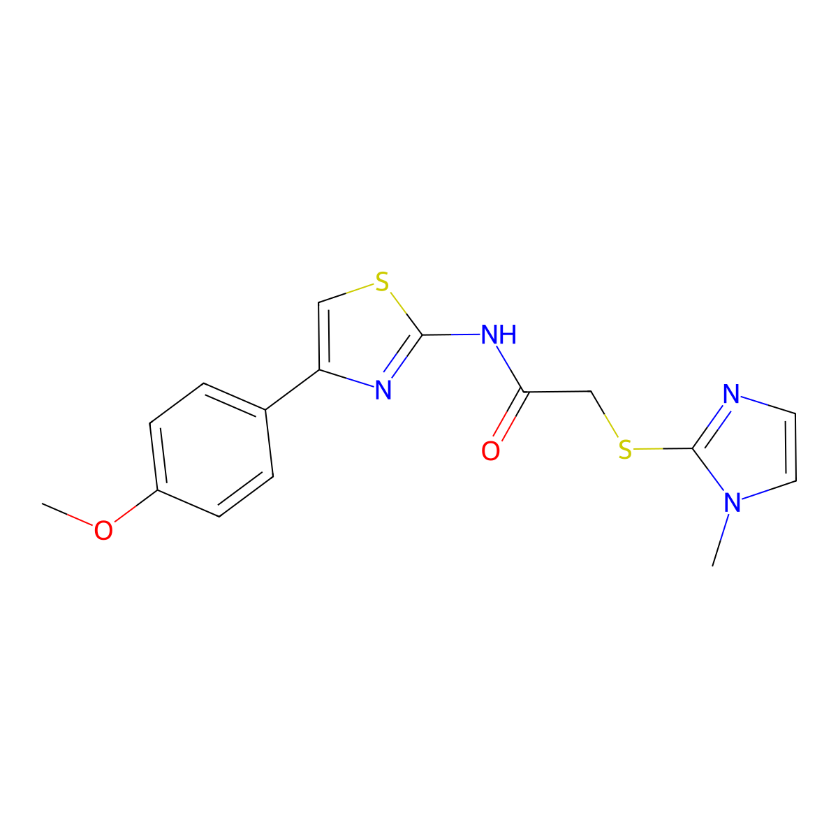 N-[4-(4-methoxyphenyl)-1,3-thiazol-2-yl]-2-(1-methylimidazol-2-yl)sulfanylacetamide molecular structure, CAS 457080-68-1