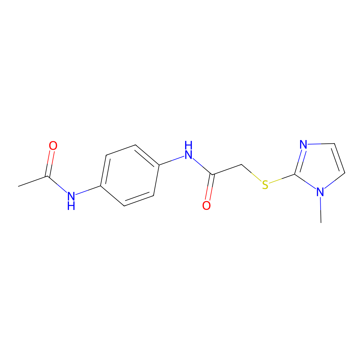 N-(4-acetamidophenyl)-2-(1-methylimidazol-2-yl)sulfanylacetamide molecular structure, CAS 457087-88-6