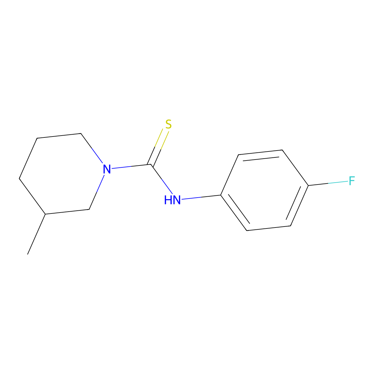 N-(4-fluorophenyl)-3-methylpiperidine-1-carbothioamide molecular structure, CAS 457093-03-7