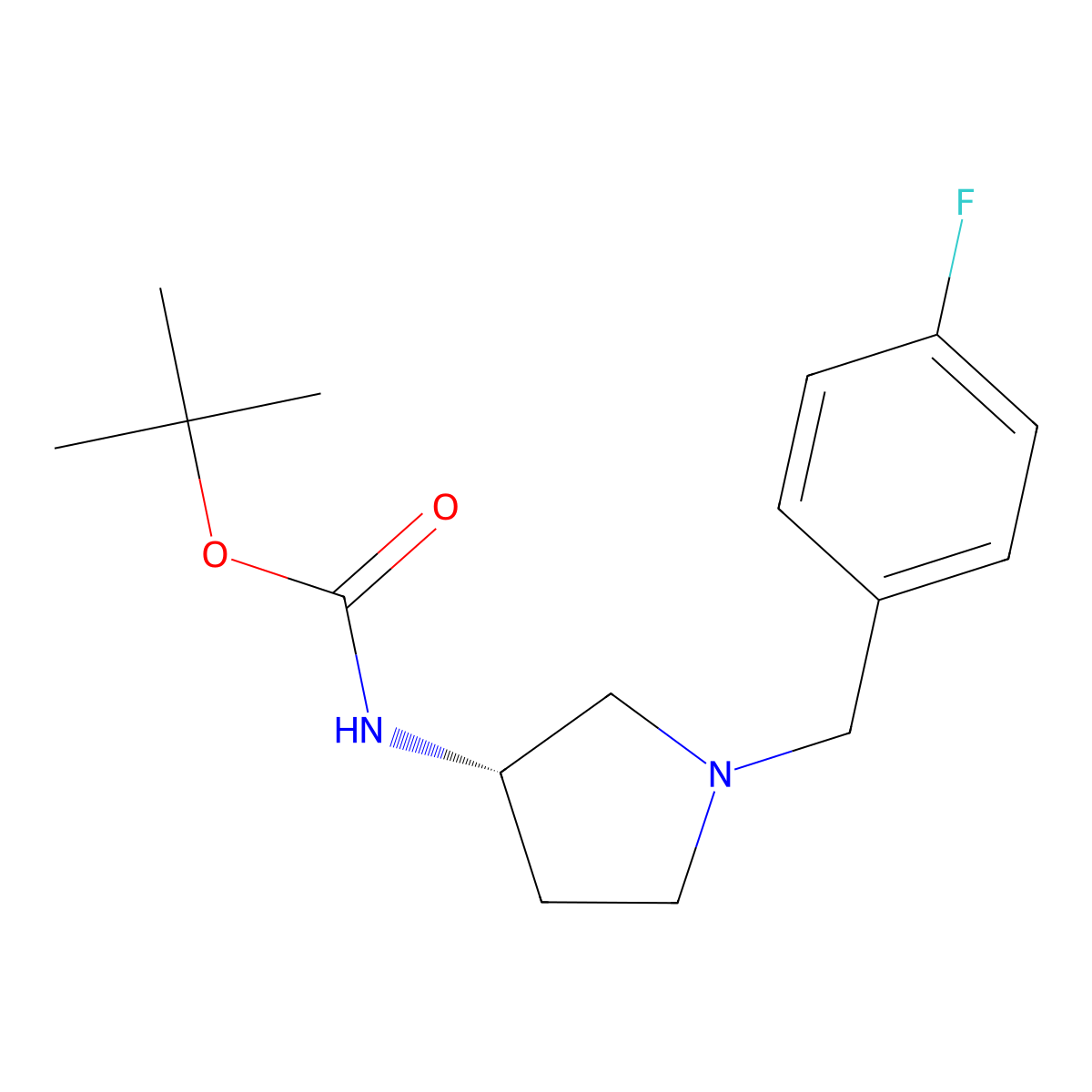 (S)-tert-Butyl 1-(4-fluorobenzyl)pyrrolidin-3-ylcarbamate molecular structure, CAS 457097-99-3