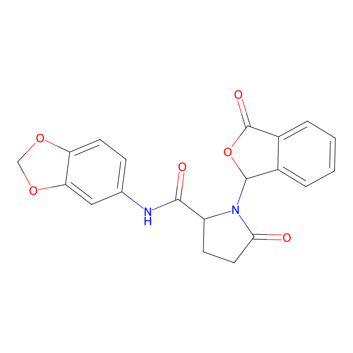 N-2H-1,3-Benzodioxol-5-yl-5-oxo-1-(3-oxo-1,3-dihydro-2-benzofuran-1-yl)prolinamide molecular structure, CAS 4571-38-4