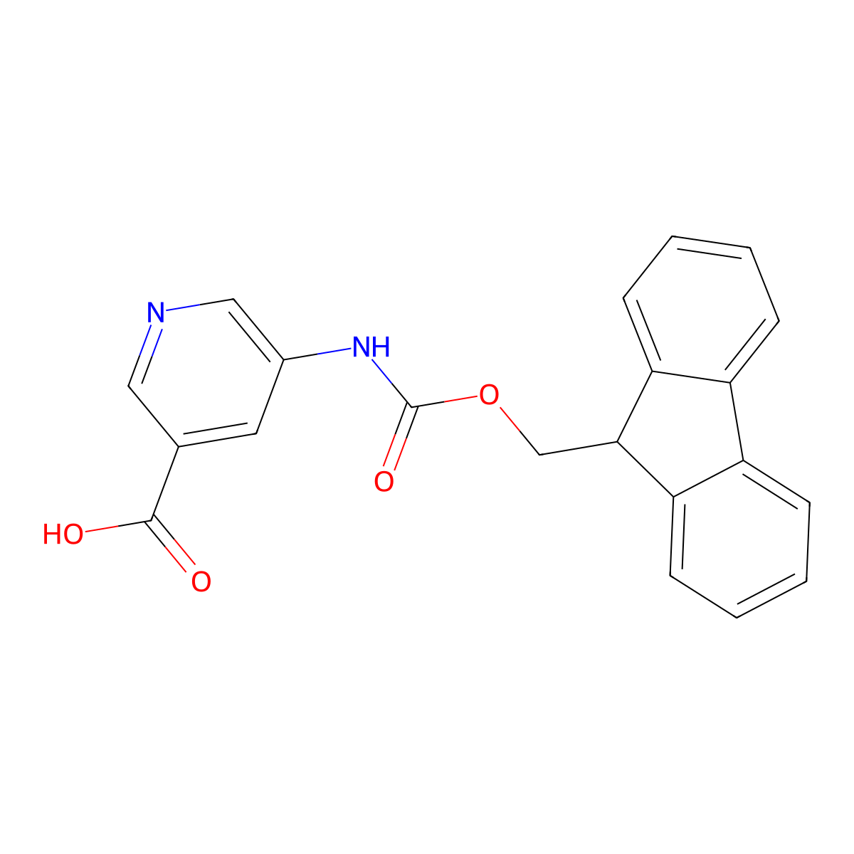 5-([(9H-Fluoren-9-ylmethoxy)carbonyl]amino)pyridine-3-carboxylic acid molecular structure, CAS 457100-77-5