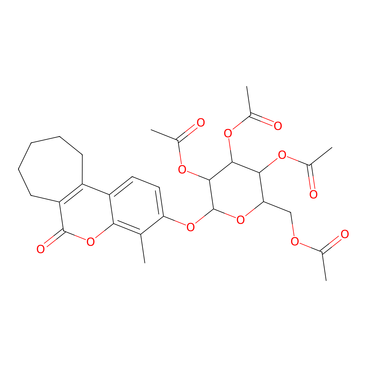 [3,4,5-triacetyloxy-6-[(4-methyl-6-oxo-8,9,10,11-tetrahydro-7H-cyclohepta[c]chromen-3-yl)oxy]oxan-2-yl]methyl acetate molecular structure, CAS 4572-87-6