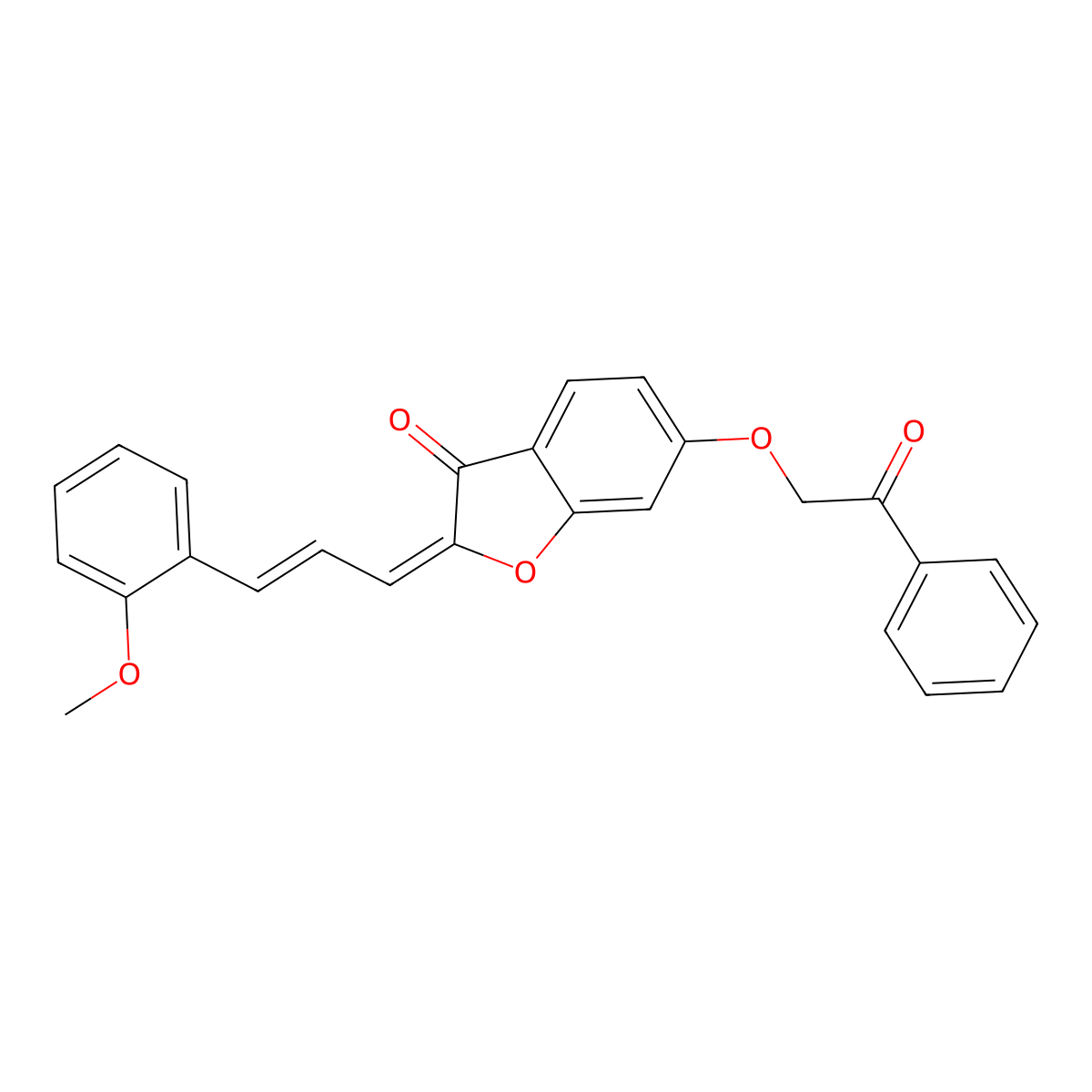 2-[3-(2-Methoxyphenyl)prop-2-en-1-ylidene]-6-(2-oxo-2-phenylethoxy)-1-benzofuran-3(2H)-one molecular structure, CAS 4573-39-1