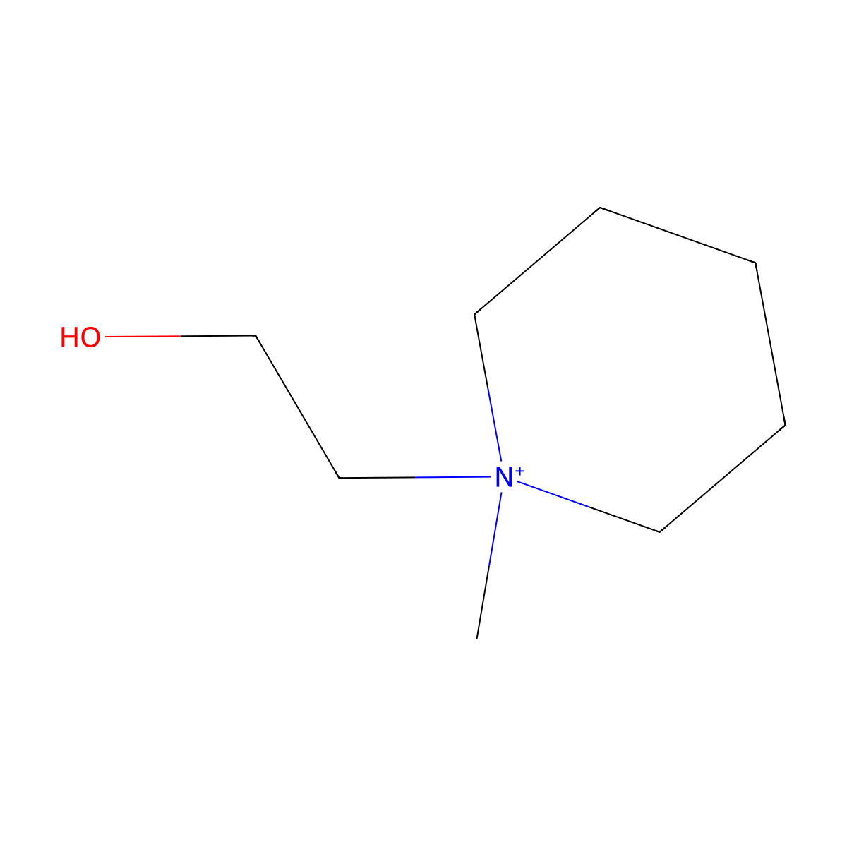 Piperidinium, 1-(2-hydroxyethyl)-1-methyl- molecular structure, CAS 45733-02-6