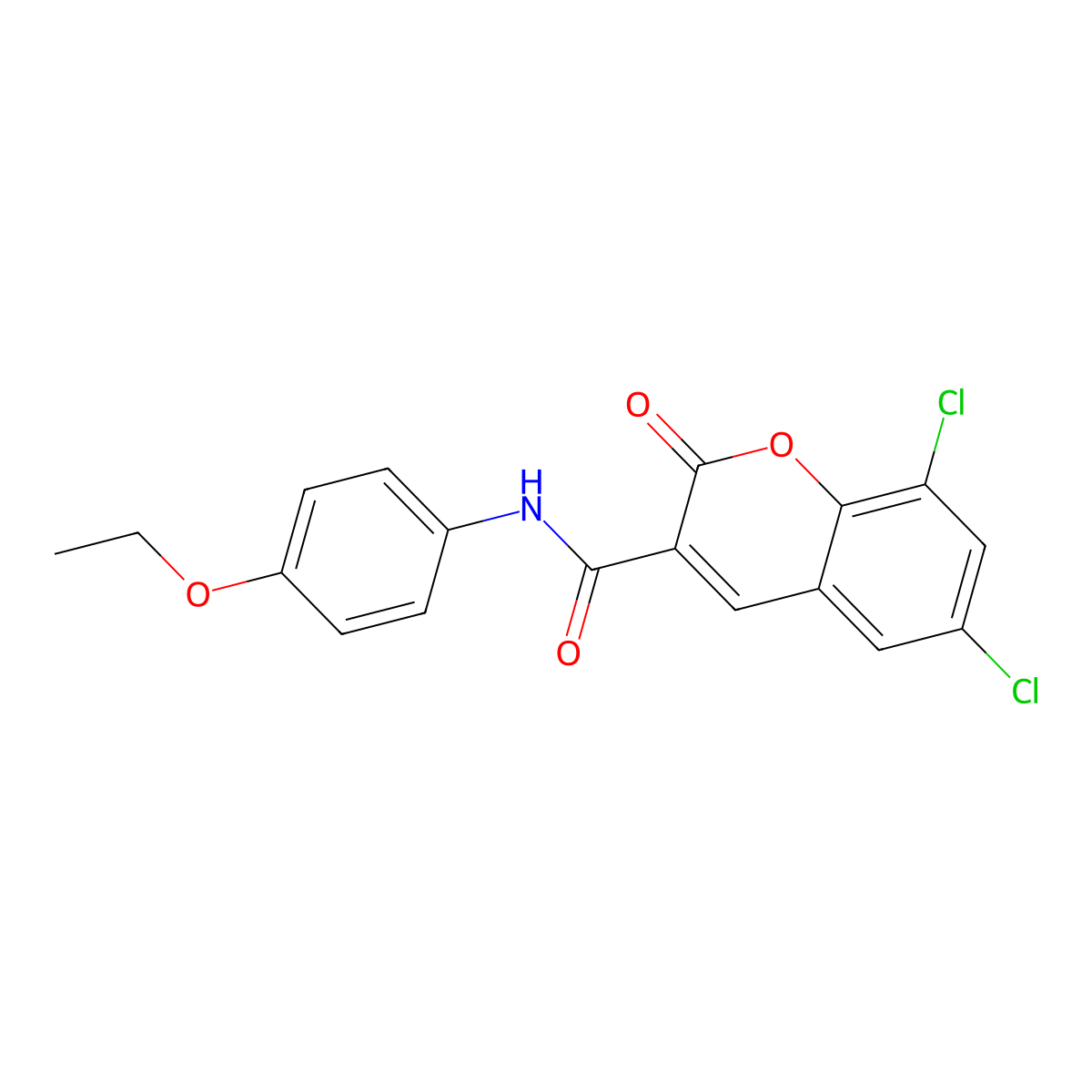 6,8-dichloro-N-(4-ethoxyphenyl)-2-oxo-2H-chromene-3-carboxamide molecular structure, CAS 4574-87-2