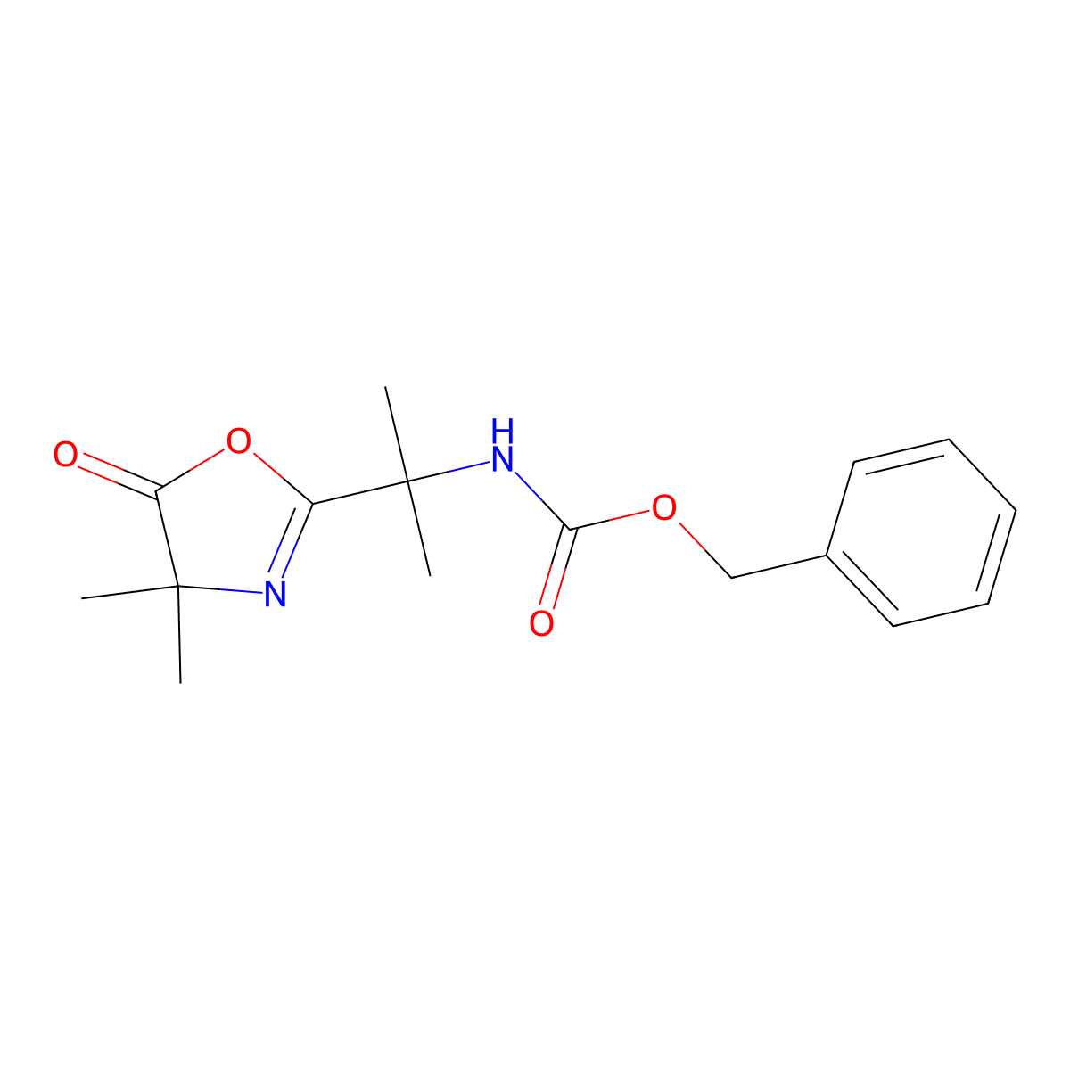 benzyl N-[2-(4,4-dimethyl-5-oxo-4,5-dihydro-1,3-oxazol-2-yl)propan-2-yl]carbamate molecular structure, CAS 4576-16-3