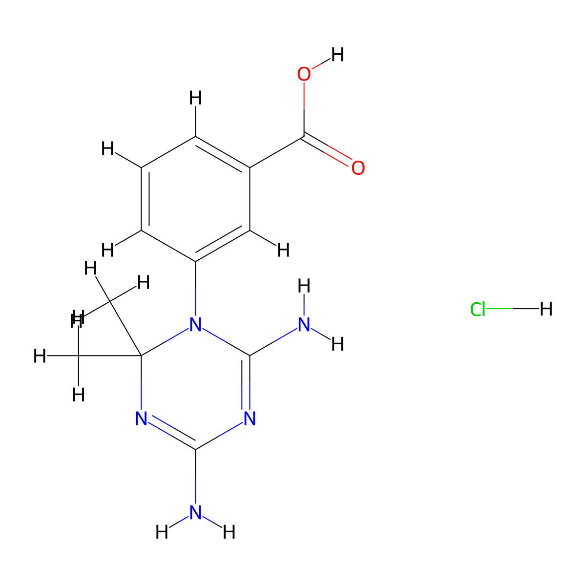 3-(4,6-Diamino-2,2-dimethyl-2H-[1,3,5]triazin-1-YL)-benzoic acid hydrochloride molecular structure, CAS 4576-37-8