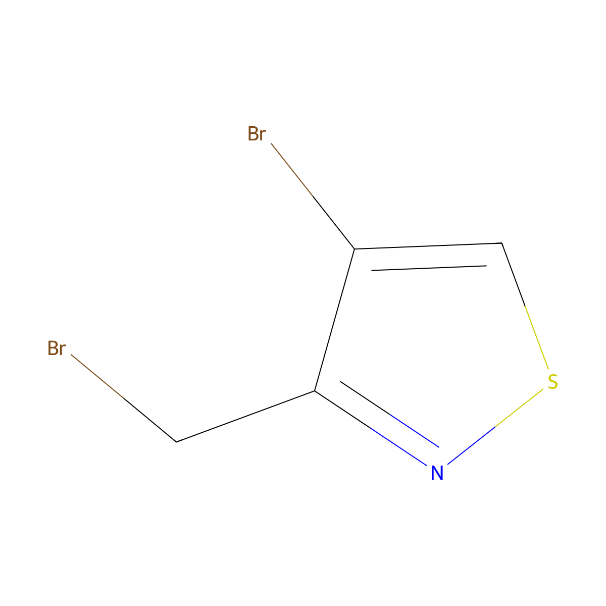 4-Bromo-3-(bromomethyl)-1,2-thiazole molecular structure, CAS 4576-96-9