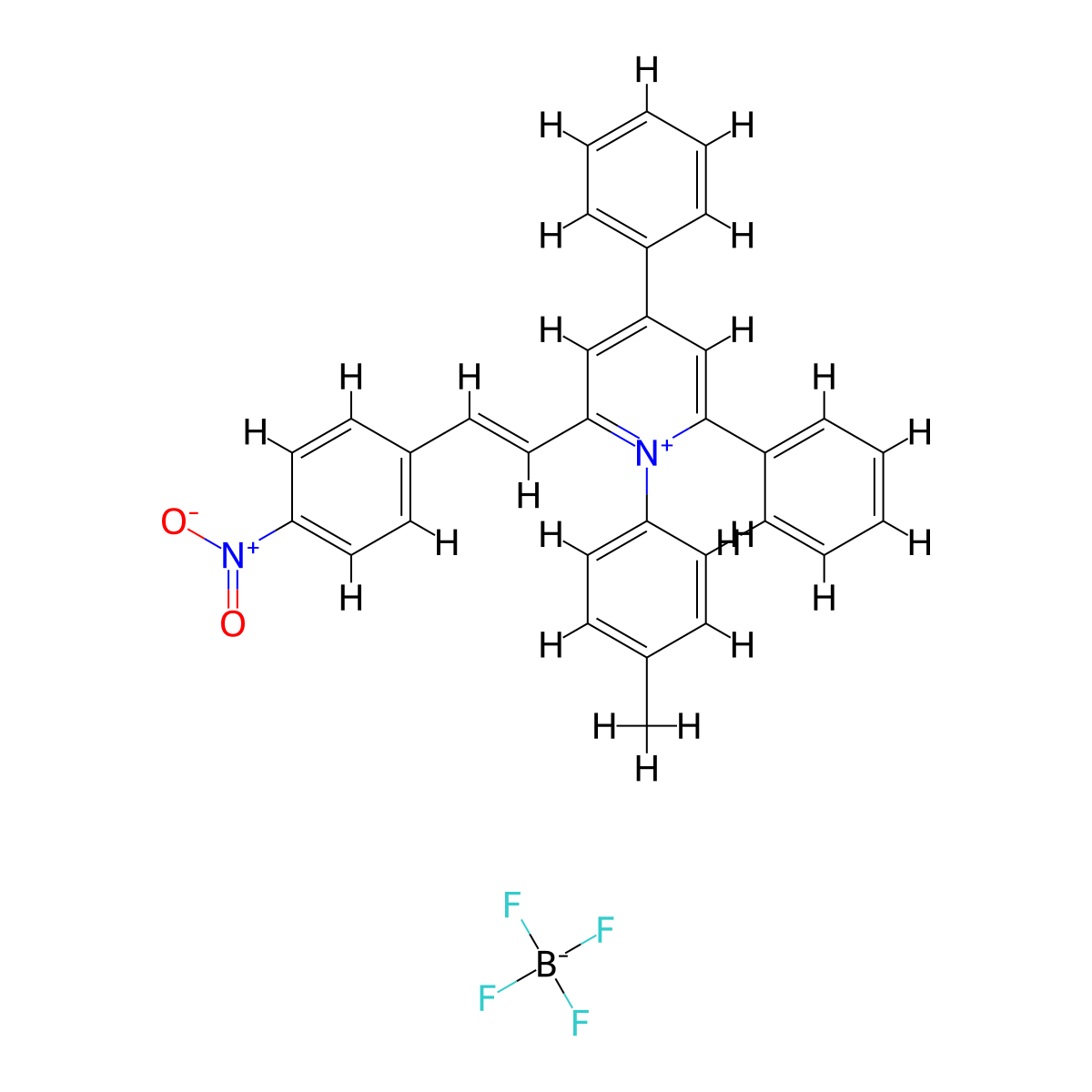 1-(4-Methylphenyl)-2-[(E)-2-(4-nitrophenyl)vinyl]-4,6-diphenylpyridinium tetrafluoroborate molecular structure, CAS 457602-00-5