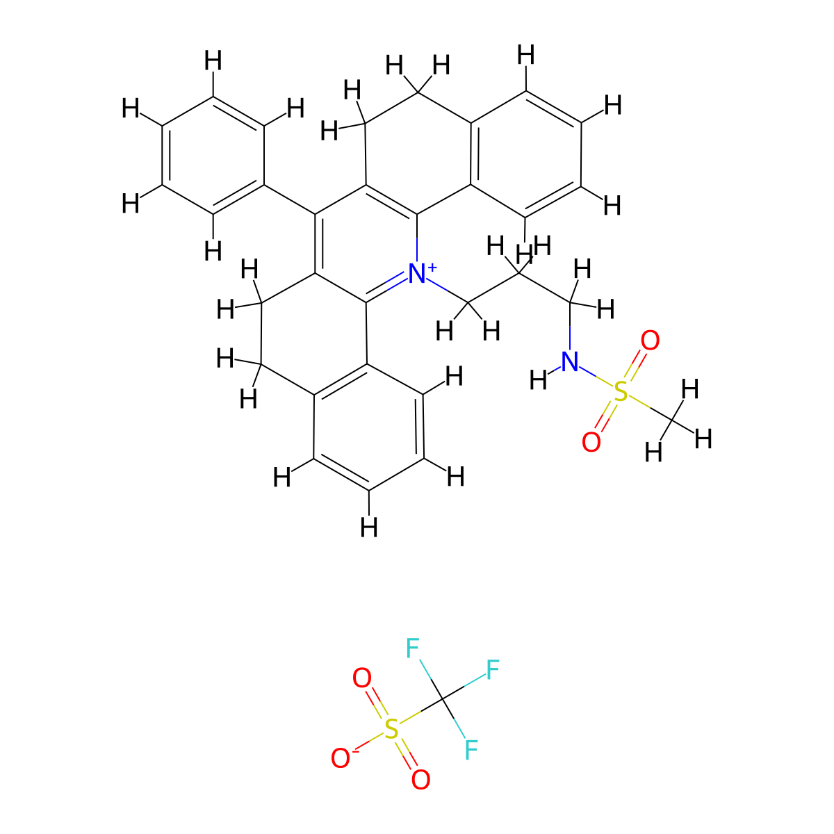14-{3-[(Methylsulfonyl)amino]propyl}-7-phenyl-5,6,8,9-tetrahydrodibenzo[c,h]acridinium trifluoromethanesulfonate molecular structure, CAS 457602-06-1