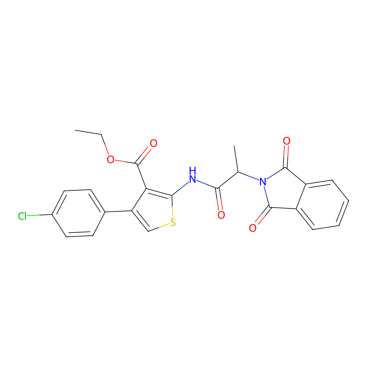 ethyl 4-(4-chlorophenyl)-2-{[2-(1,3-dioxo-1,3-dihydro-2H-isoindol-2-yl)propanoyl]amino}thiophene-3-carboxylate molecular structure, CAS 457638-63-0