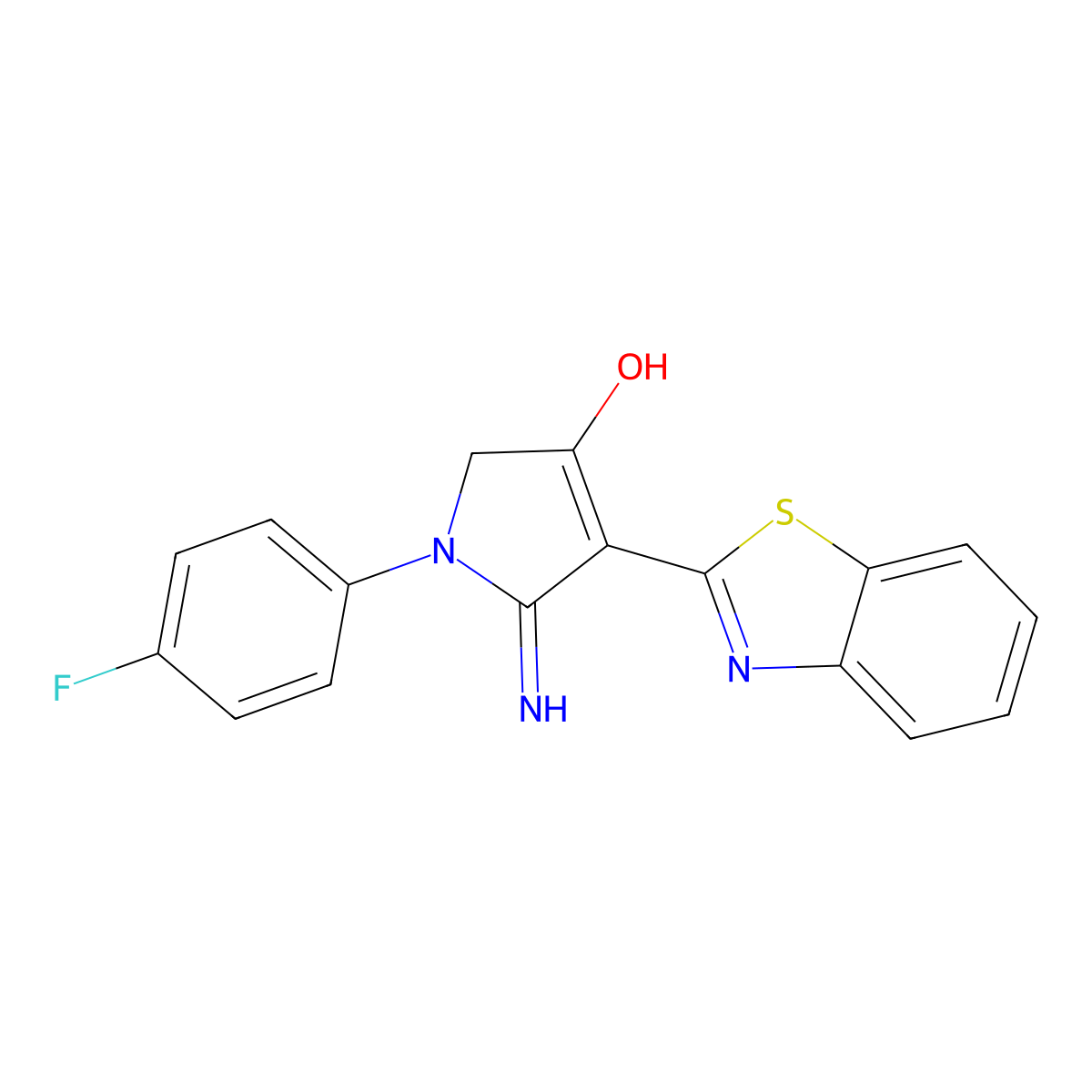 5-Amino-4-benzothiazol-2-yl-1-(4-fluoro-phenyl)-1,2-dihydro-pyrrol-3-one molecular structure, CAS 457638-90-3