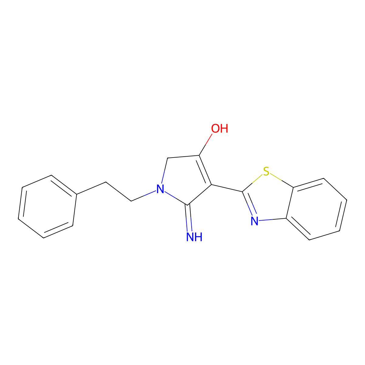 5-amino-4-(benzo[d]thiazol-2-yl)-1-phenethyl-1H-pyrrol-3(2H)-one molecular structure, CAS 457638-95-8