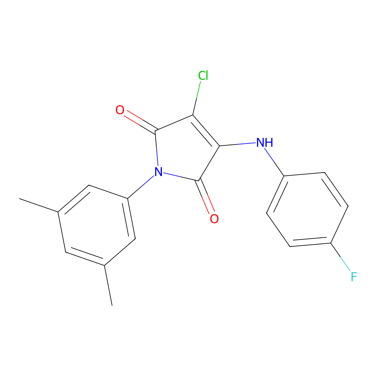 3-chloro-1-(3,5-dimethylphenyl)-4-[(4-fluorophenyl)amino]-1H-pyrrole-2,5-dione molecular structure, CAS 457639-27-9