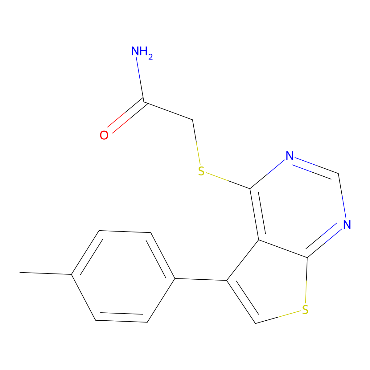 2-{[5-(4-Methylphenyl)thieno[2,3-d]pyrimidin-4-yl]sulfanyl}acetamide molecular structure, CAS 457642-94-3