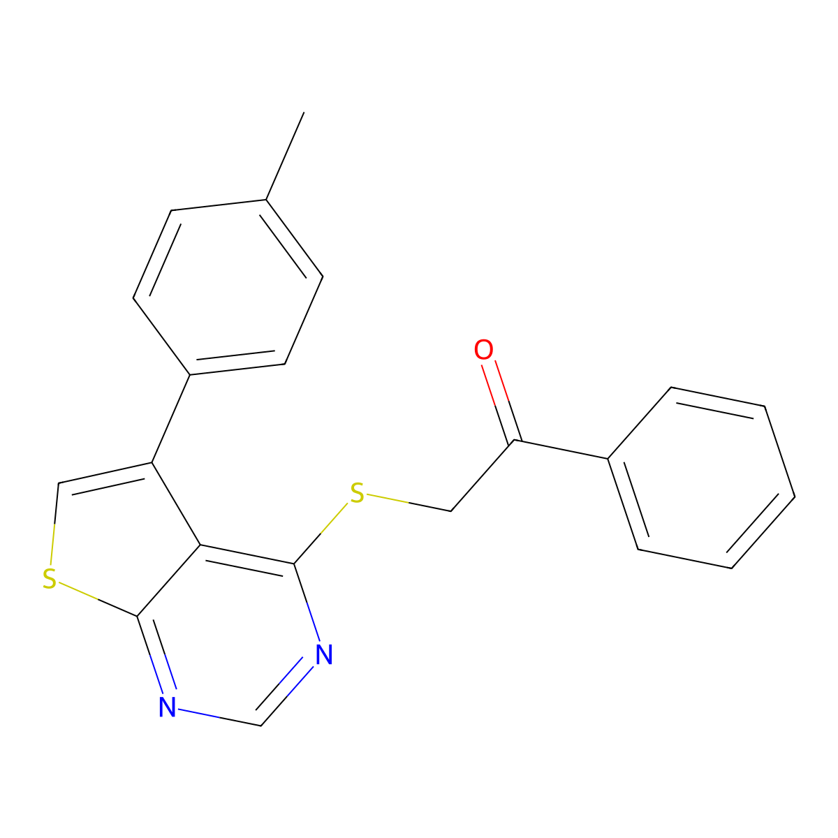 2-{[5-(4-Methylphenyl)thieno[2,3-d]pyrimidin-4-yl]sulfanyl}-1-phenylethanone molecular structure, CAS 457643-04-8