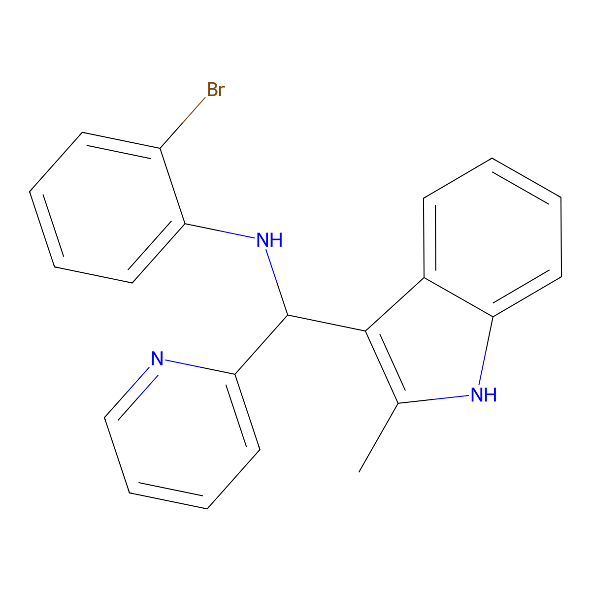 2-bromo-N-[(2-methyl-1H-indol-3-yl)(pyridin-2-yl)methyl]aniline molecular structure, CAS 457650-52-1
