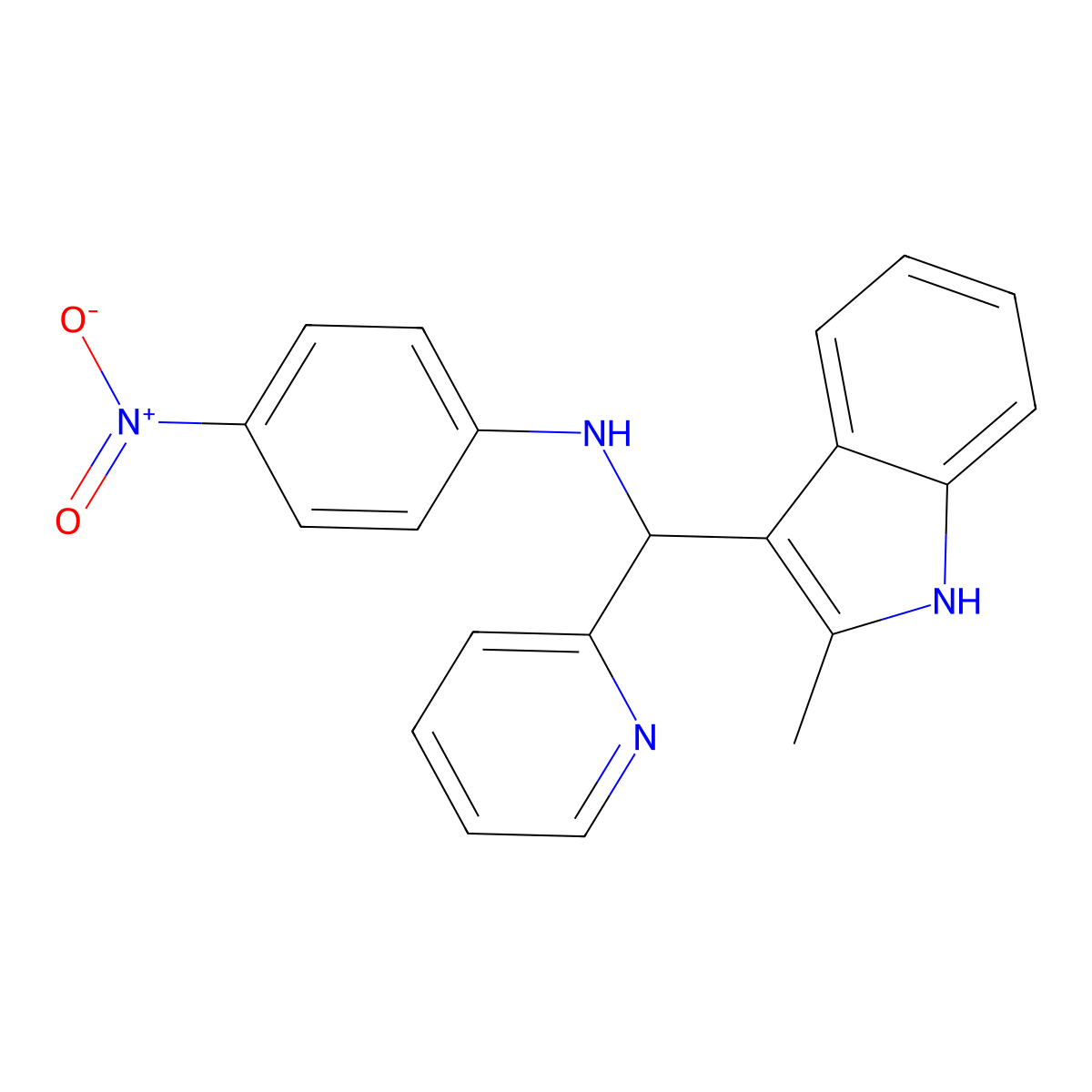N-[(2-methyl-1H-indol-3-yl)(pyridin-2-yl)methyl]-4-nitroaniline molecular structure, CAS 457650-57-6