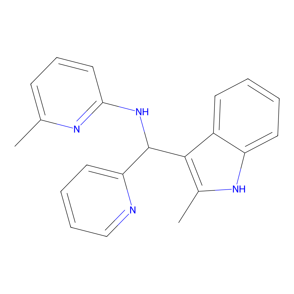 6-methyl-N-[(2-methyl-1H-indol-3-yl)(pyridin-2-yl)methyl]pyridin-2-amine molecular structure, CAS 457650-62-3