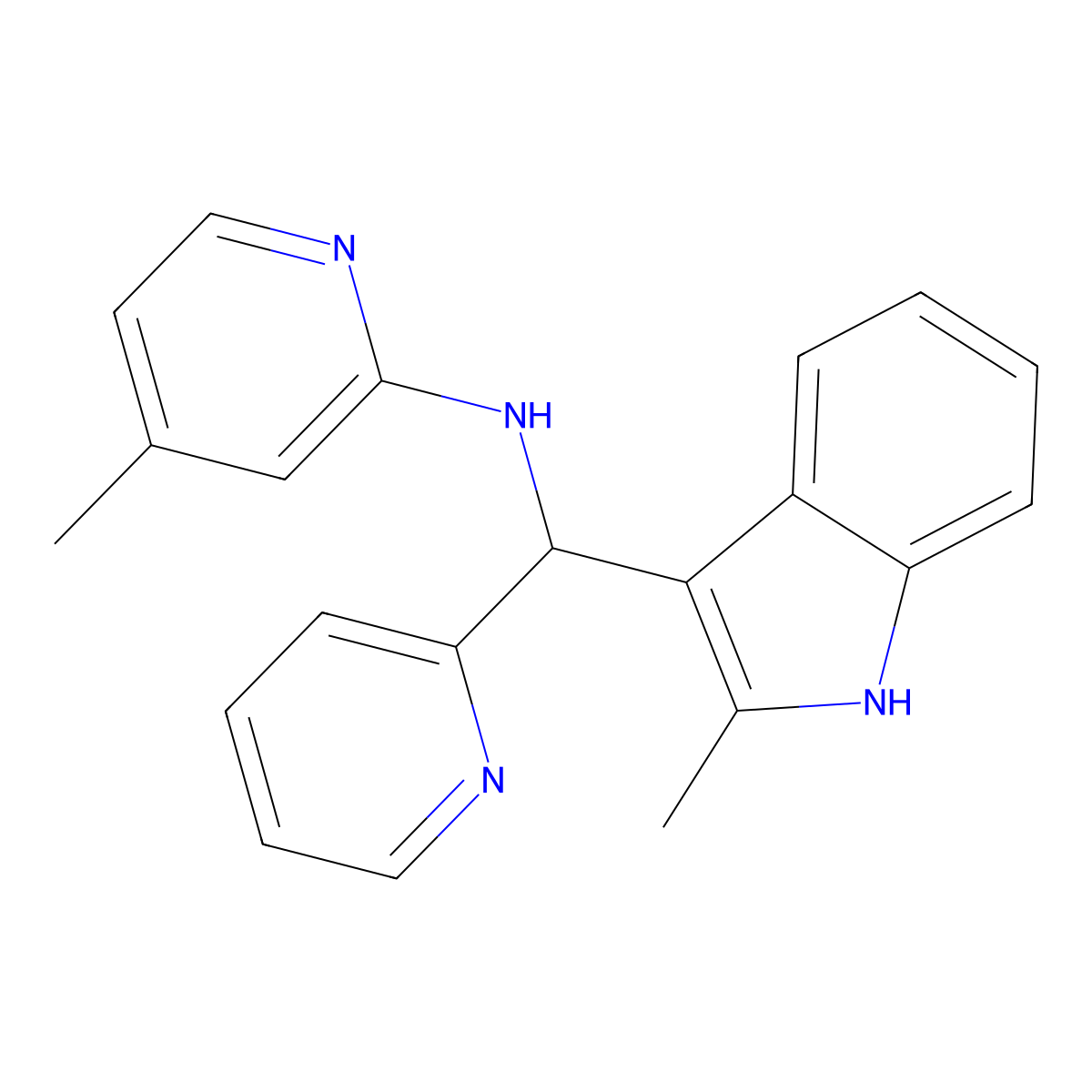 4-methyl-N-((2-methyl-1H-indol-3-yl)(pyridin-2-yl)methyl)pyridin-2-amine molecular structure, CAS 457650-64-5