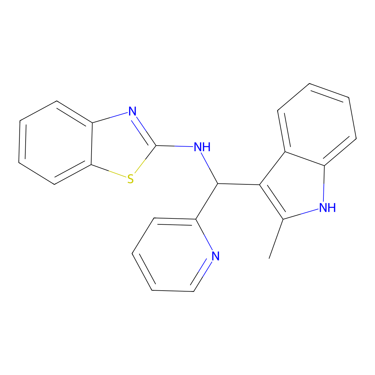 N-[(2-methyl-1H-indol-3-yl)(pyridin-2-yl)methyl]-1,3-benzothiazol-2-amine molecular structure, CAS 457650-66-7