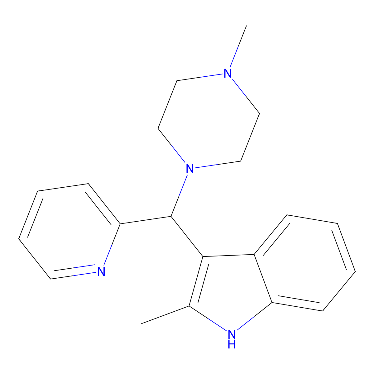 2-methyl-3-[(4-methylpiperazin-1-yl)(pyridin-2-yl)methyl]-1H-indole molecular structure, CAS 457650-68-9