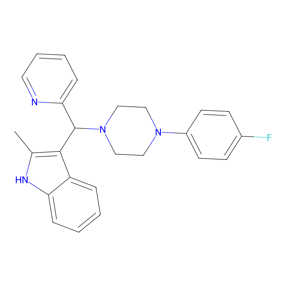3-{[4-(4-fluorophenyl)piperazin-1-yl](pyridin-2-yl)methyl}-2-methyl-1H-indole molecular structure, CAS 457650-72-5