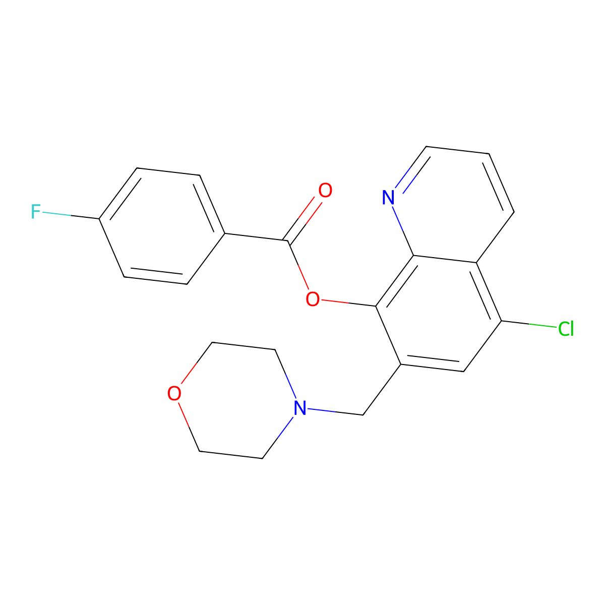 5-Chloro-7-(4-morpholinylmethyl)-8-quinolinyl 4-fluorobenzoate molecular structure, CAS 457650-77-0