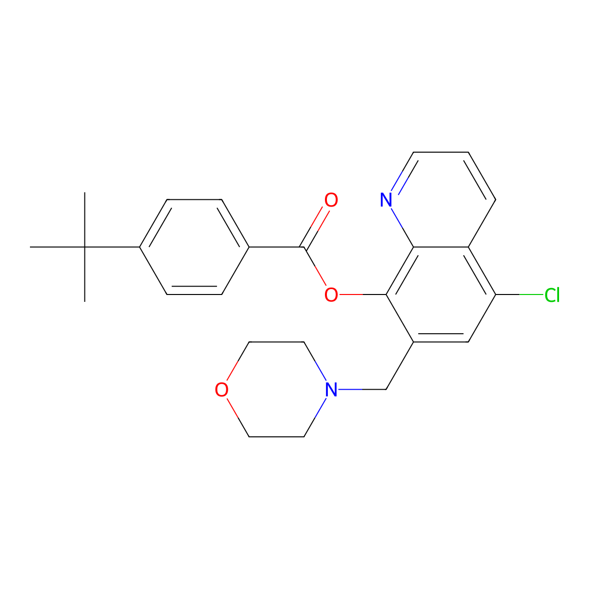 5-Chloro-7-(morpholinomethyl)quinolin-8-yl 4-(tert-butyl)benzoate molecular structure, CAS 457650-79-2